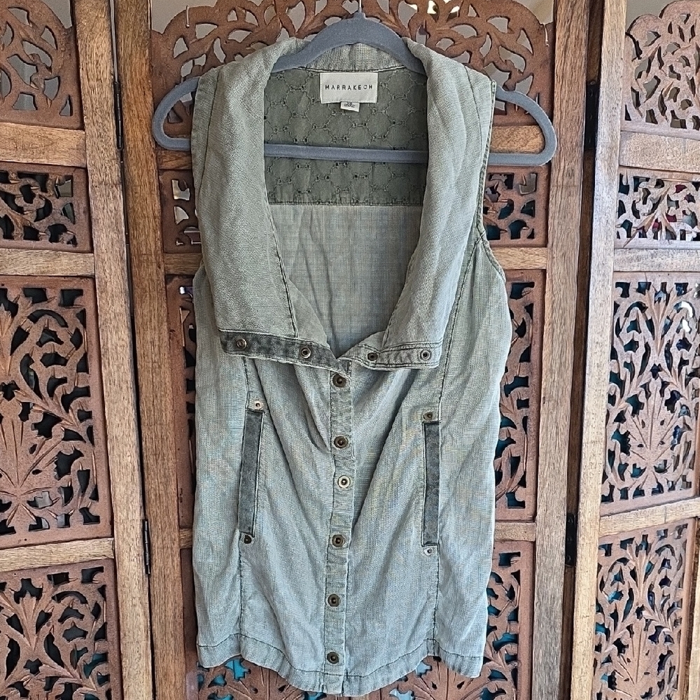 Marrakech Olive Green Textured Vest